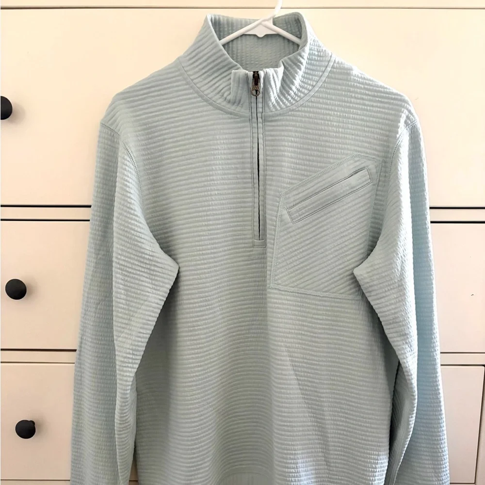 BILLY REID quilted half zip sweater pale blue size M